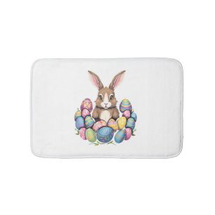 Easter Bunny Rabbit Colourful Eggs Easter Egg Hunt Bath Mat