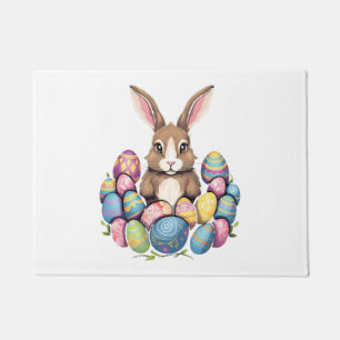 Easter Bunny Rabbit Colourful Eggs Easter Egg Hunt Doormat