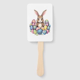 Easter Bunny Rabbit Colourful Eggs Easter Egg Hunt Hand Fan