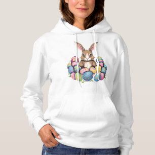 Easter Bunny Rabbit Colourful Eggs Easter Egg Hunt Hoodie