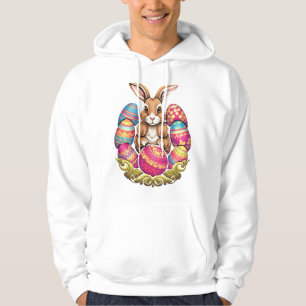 Easter Bunny Rabbit Colourful Eggs Easter Egg Hunt Hoodie