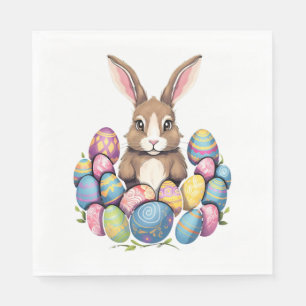 Easter Bunny Rabbit Colourful Eggs Easter Egg Hunt Napkin
