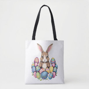 Easter Bunny Rabbit Colourful Eggs Easter Egg Hunt Tote Bag