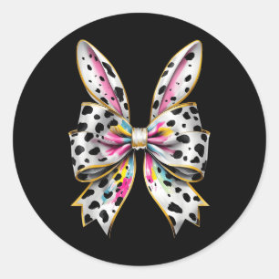 Easter Bunny Rabbit Coquette Bow Happy Easter Girl Classic Round Sticker