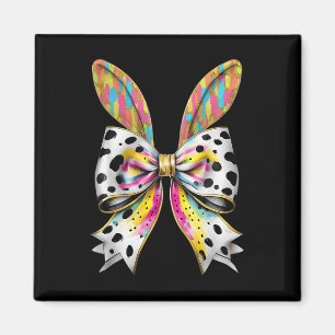 Easter Bunny Rabbit Coquette Bow Happy Easter Girl Magnet