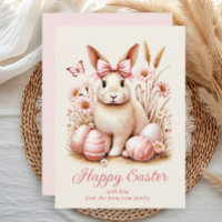 Easter Bunny Rabbit Coquette Bow Pink Eggs