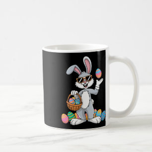 Easter Bunny Rabbit Dabbing Carrying Colourful Egg Coffee Mug