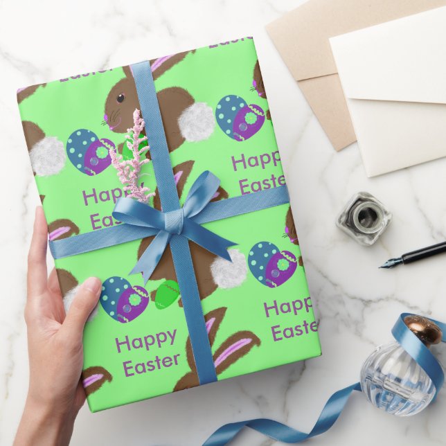 Easter Bunny Rabbit Decorated Eggs Wrapping Paper (Gifting)