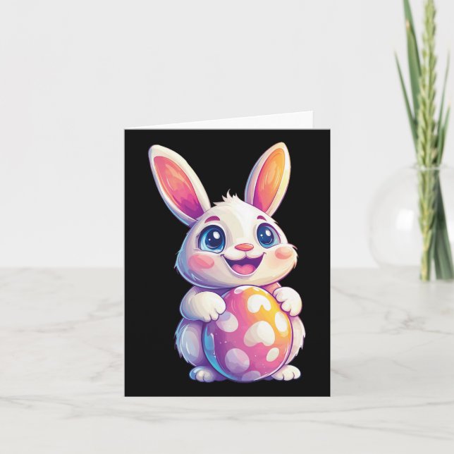 Easter Bunny Rabbit Easter Egg Graphic 2  Card (Front)