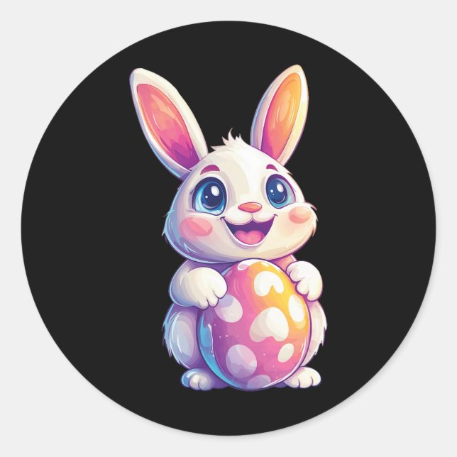 Easter Bunny Rabbit Easter Egg Graphic 2  Classic Round Sticker (Front)