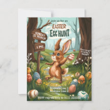 Easter Bunny Rabbit - Easter Egg Hunt Invitation