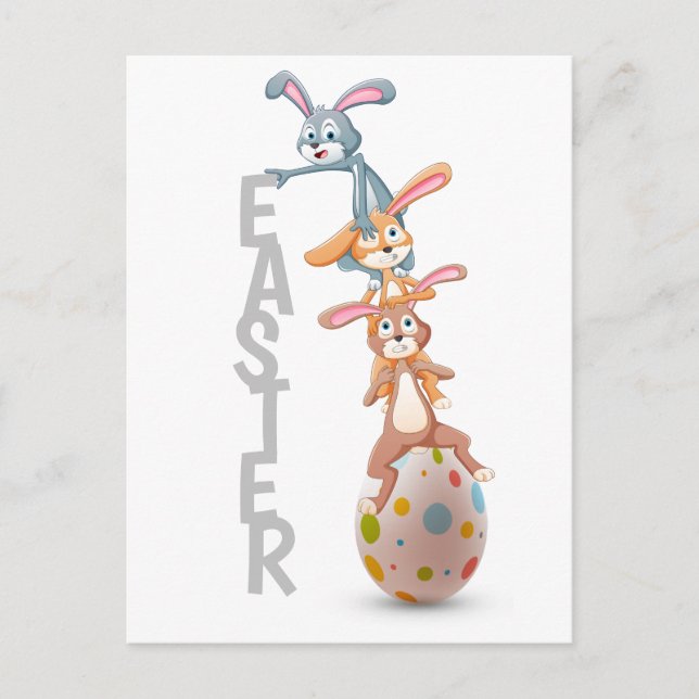 Easter Bunny Rabbit Egg Balancing Act | Holidays Postcard (Front)
