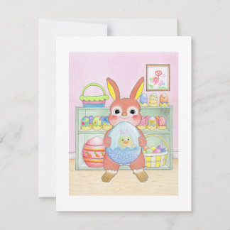 Easter Bunny Rabbit Eggs Kids Flat Card