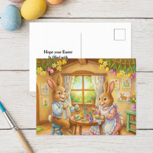 Easter Bunny Rabbit Family Greeting Postcard