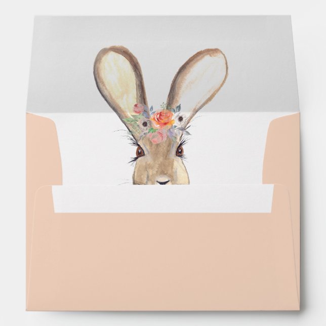 Easter Bunny Rabbit Floral Return Address Envelope (Back (Bottom))