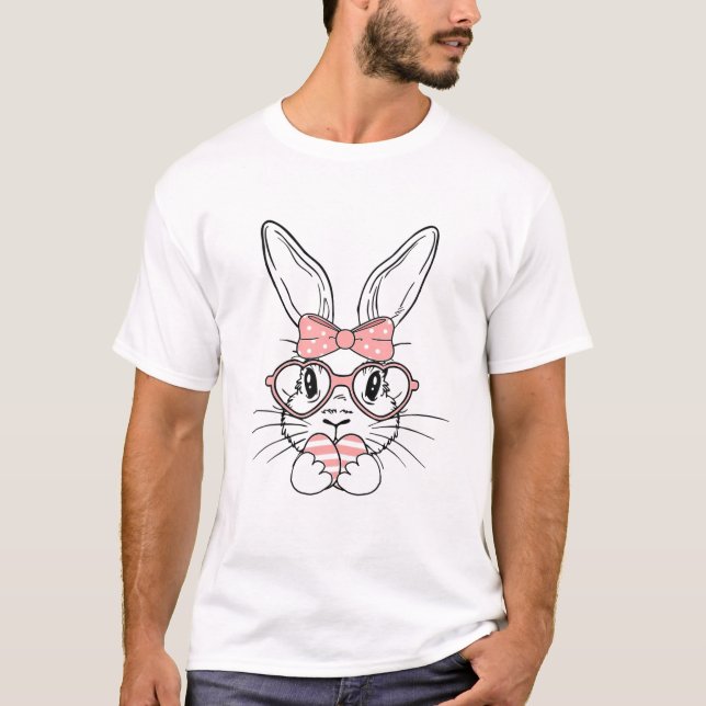 Easter Bunny Rabbit Holding Easter Egg Funny Boys T-Shirt (Front)