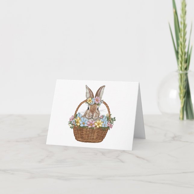 Easter Bunny Rabbit in Easter Basket BLANK  Card (Front)