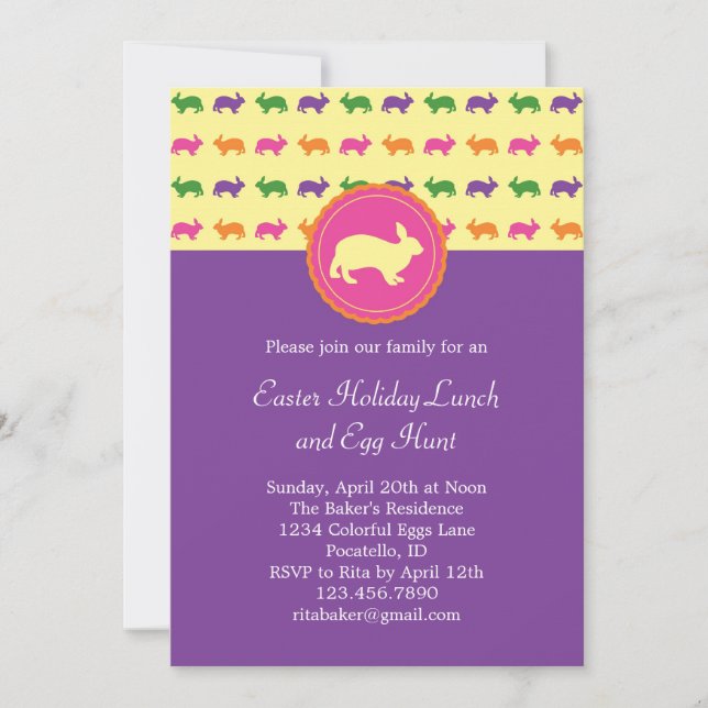 Easter Bunny Rabbit Invitation (Front)