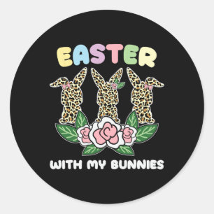 Easter Bunny Rabbit Leopard Trio Cute Easter Day 4 Classic Round Sticker