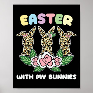 Easter Bunny Rabbit Leopard Trio Cute Easter Day 4 Poster