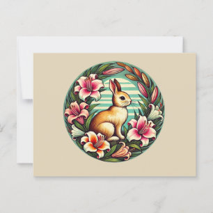 Easter Bunny Rabbit Lily Lilies                    Postcard