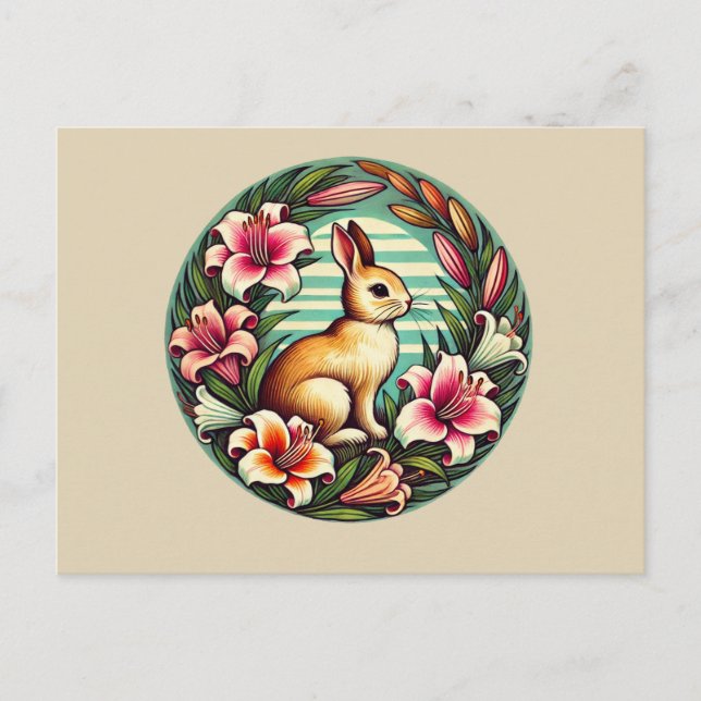 Easter Bunny Rabbit Lily Lilies                    Postcard (Front)