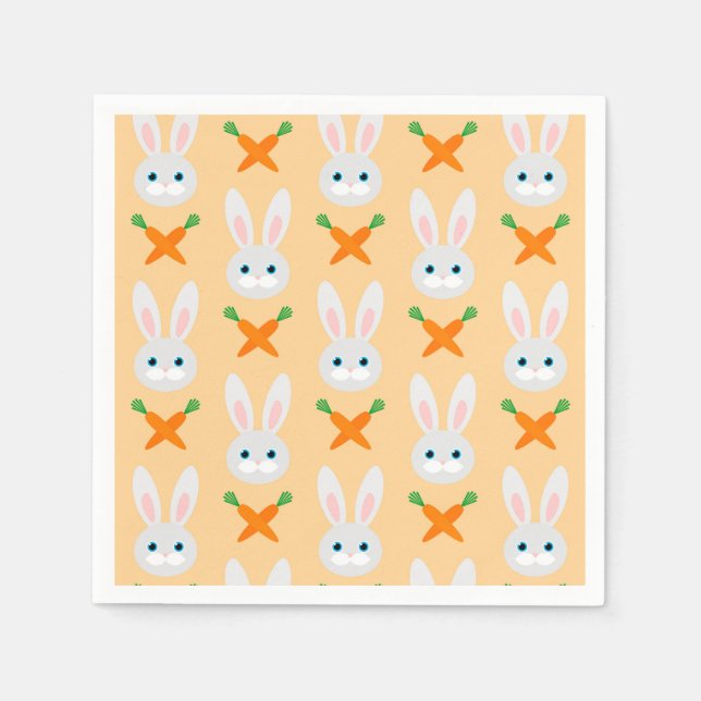 Easter Bunny Rabbit modern Carrots Pattern Napkin (Front)