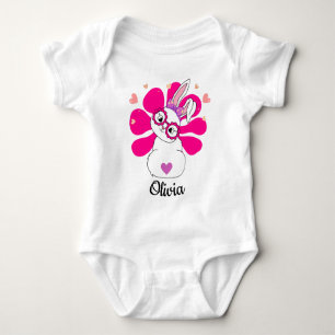 Easter bunny rabbit pretty personalised baby bodysuit