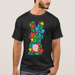 Easter Bunny Rabbit Puzzle Autism Awareness Women  T-Shirt