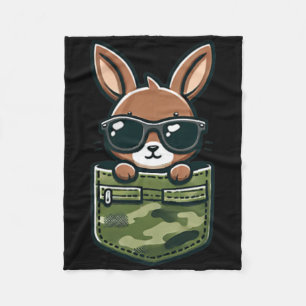 Easter Bunny Rabbit Sungles Pocket Tee Boys Kids Fleece Blanket