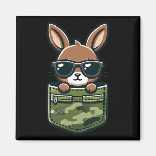 Easter Bunny Rabbit Sungles Pocket Tee Boys Kids  Magnet