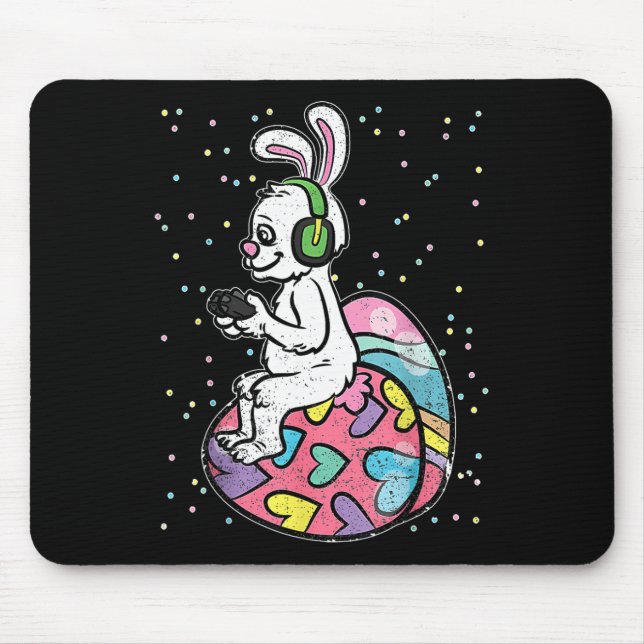 Easter Bunny Rabbit Video Game Player With Control Mouse Pad (Front)
