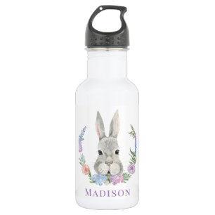 Easter Bunny Rabbit Watercolor Floral Personalised 532 Ml Water Bottle