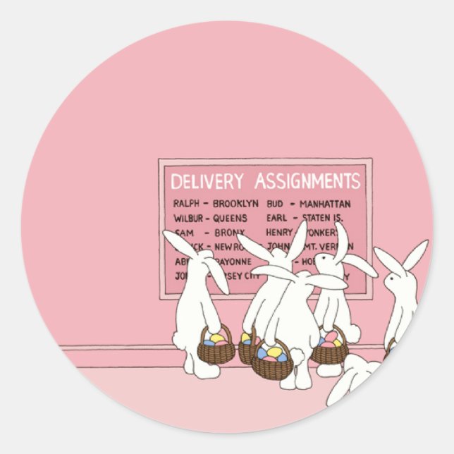 Easter Bunny Rabbits Classic Round Sticker (Front)