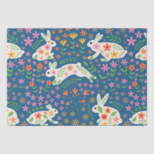 Easter Bunny Rabbits with Whimsical flowers   Tissue Paper