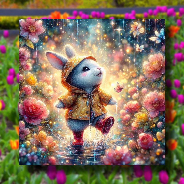 Easter Bunny Rainy Day Adventure Christian Holiday Card (Creator Uploaded)