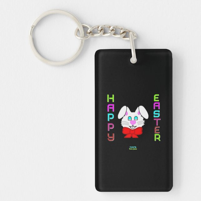 Easter Bunny Rectangle Key Chain (Front)
