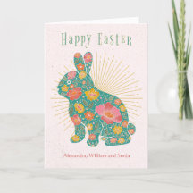 Easter Bunny Retro Floral Personalised
