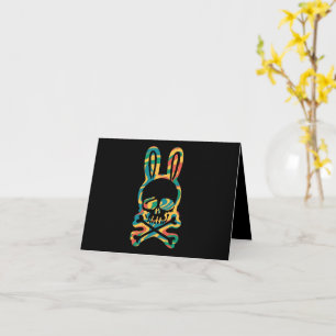 Easter Bunny Retro Tie Dye Bunny Skull Cross Bone Card