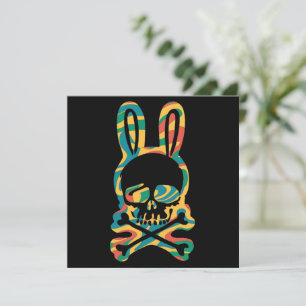 Easter Bunny Retro Tie Dye Bunny Skull Cross Bone Invitation