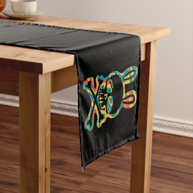 Easter Bunny Retro Tie Dye Bunny Skull Cross Bone Short Table Runner (In Situ)