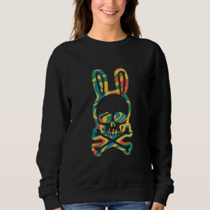 Easter Bunny Retro Tie Dye Bunny Skull Cross Bone Sweatshirt