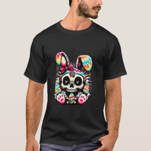 Easter Bunny Retro Tie Dye Bunny Skull Cross Bone T-Shirt