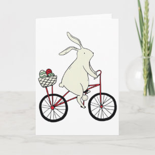 Easter Bunny Riding A Bike Card