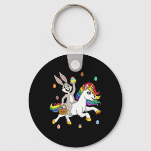 Easter Bunny Riding A Unicorn Cute Magical Girls K Key Ring