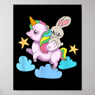 Easter Bunny Riding A Unicorn Girls T-shirt.png Poster