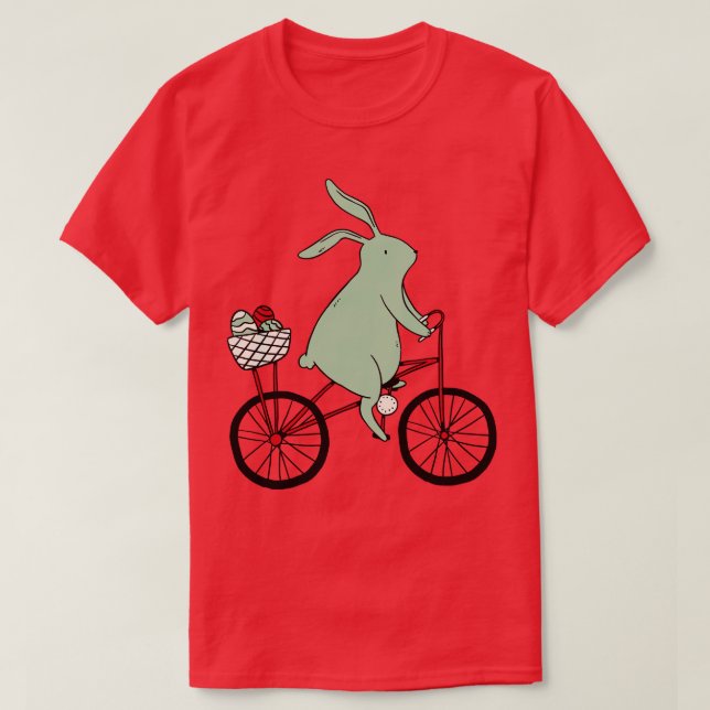 Easter Bunny Riding Bike  T-Shirt (Design Front)
