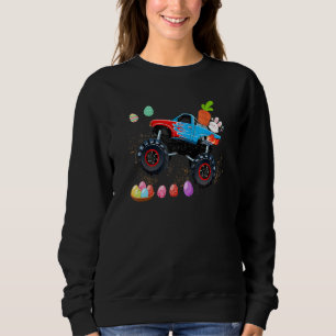 Easter Bunny Riding Monster Truck Cute Boys Kids T Sweatshirt