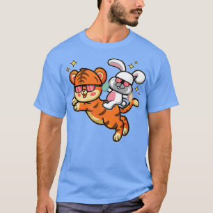 Easter Bunny Riding On Tiger Kawaii Easter Egg Hun T-Shirt