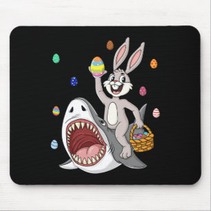 Easter Bunny Riding Shark Fun Eggs Basket Boys Gir Mouse Pad